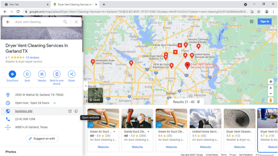 fake business in google maps - business listing view